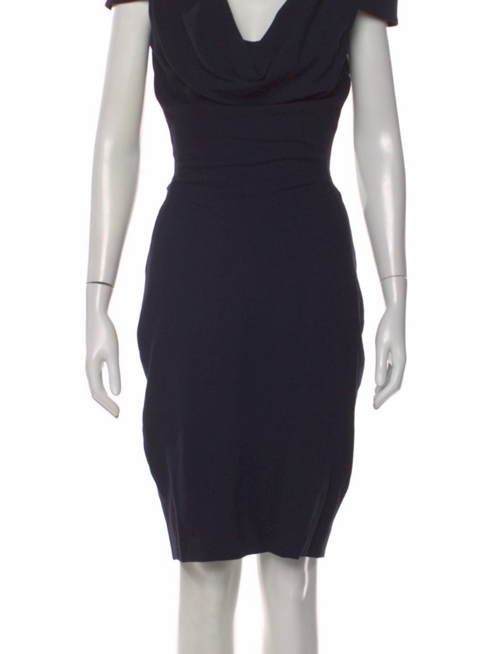 Alexander McQueen Black Cowl-Neck Midi Dress